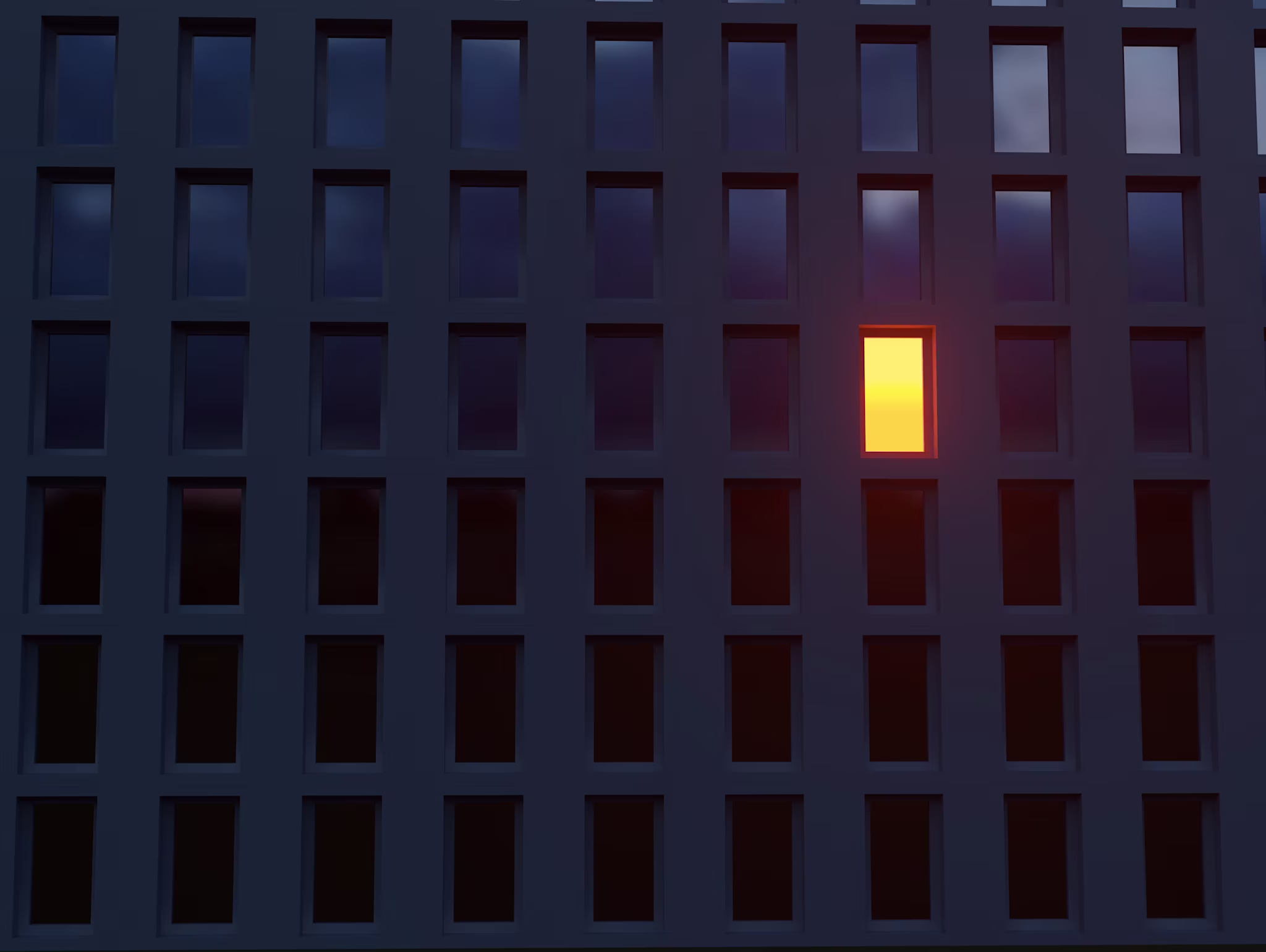 lonely luminous window in a dark house
