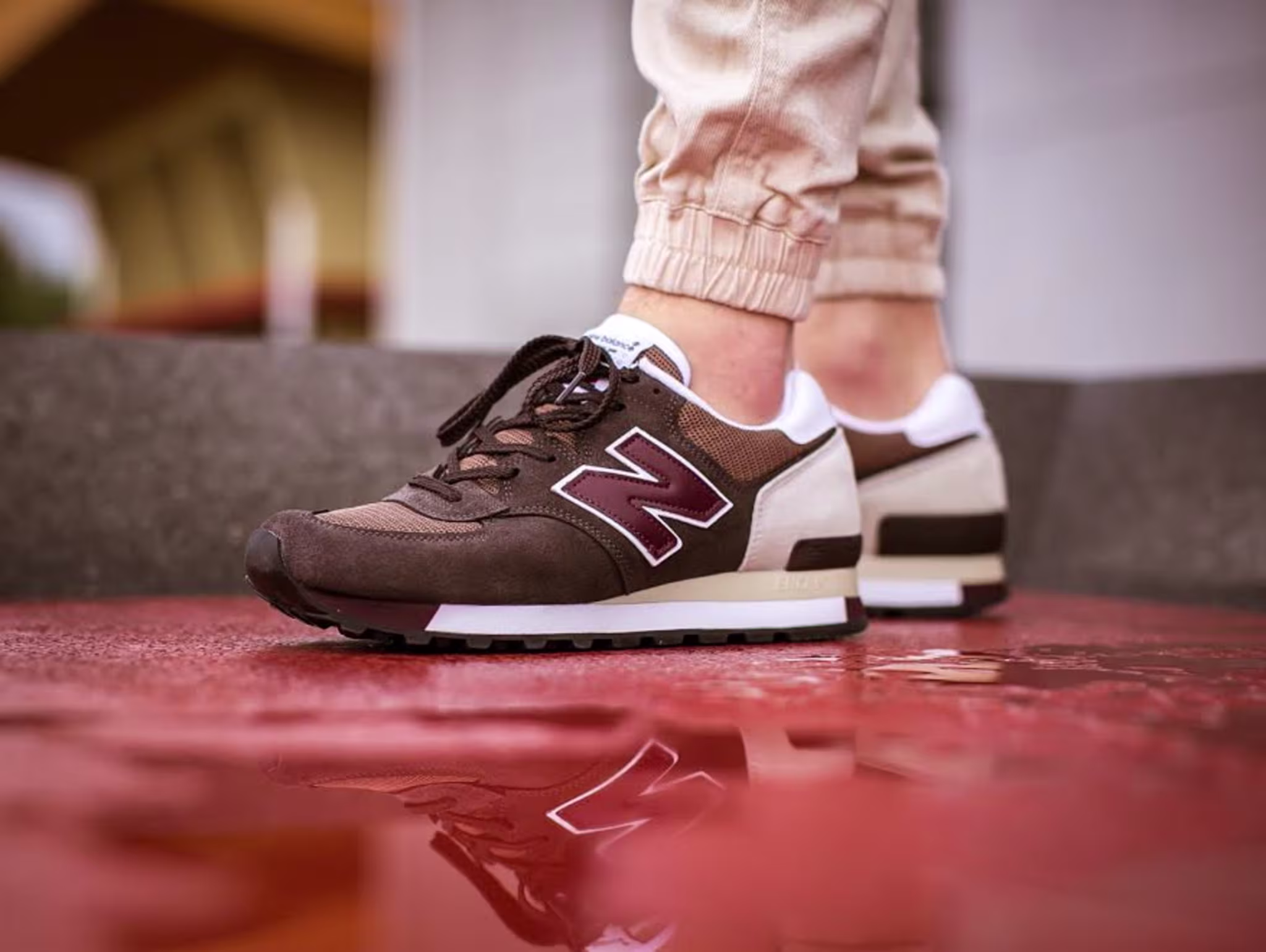 New Balance 575 Made in UK Brown/Burgundy Left