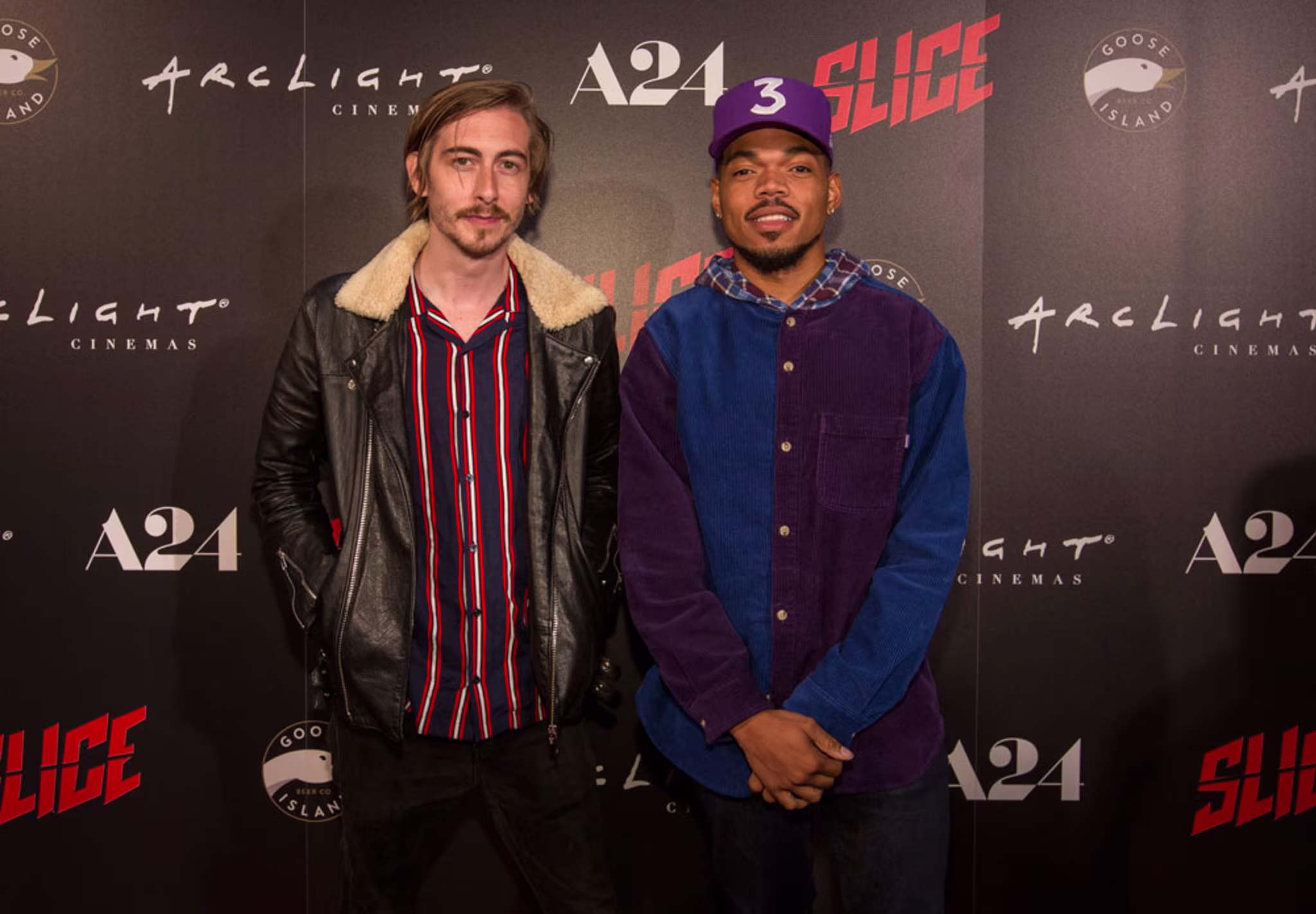 Austin Vesely with Chance the Rapper during the premiere of the film 'Slice'