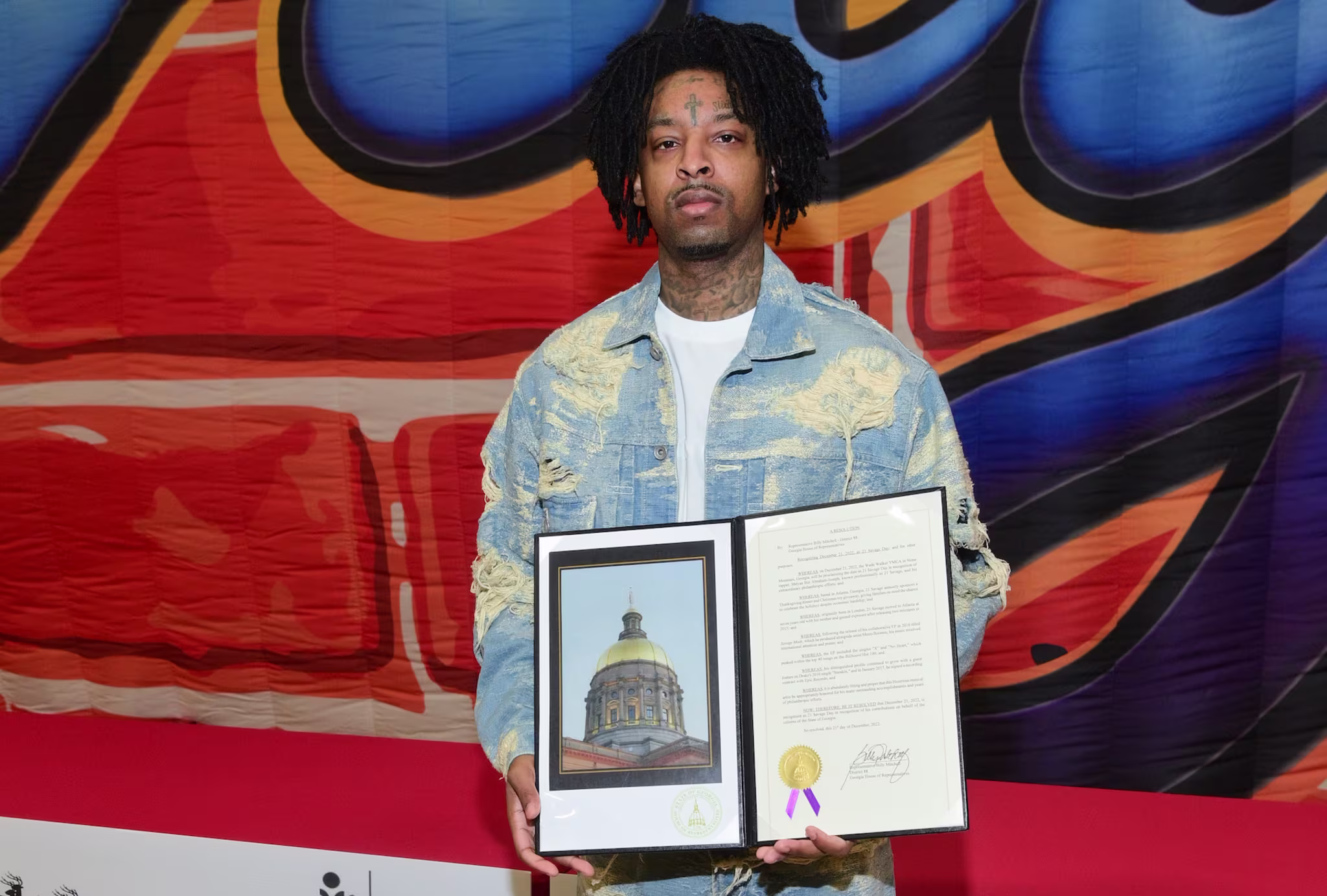 21 Savage photographed at his holiday event