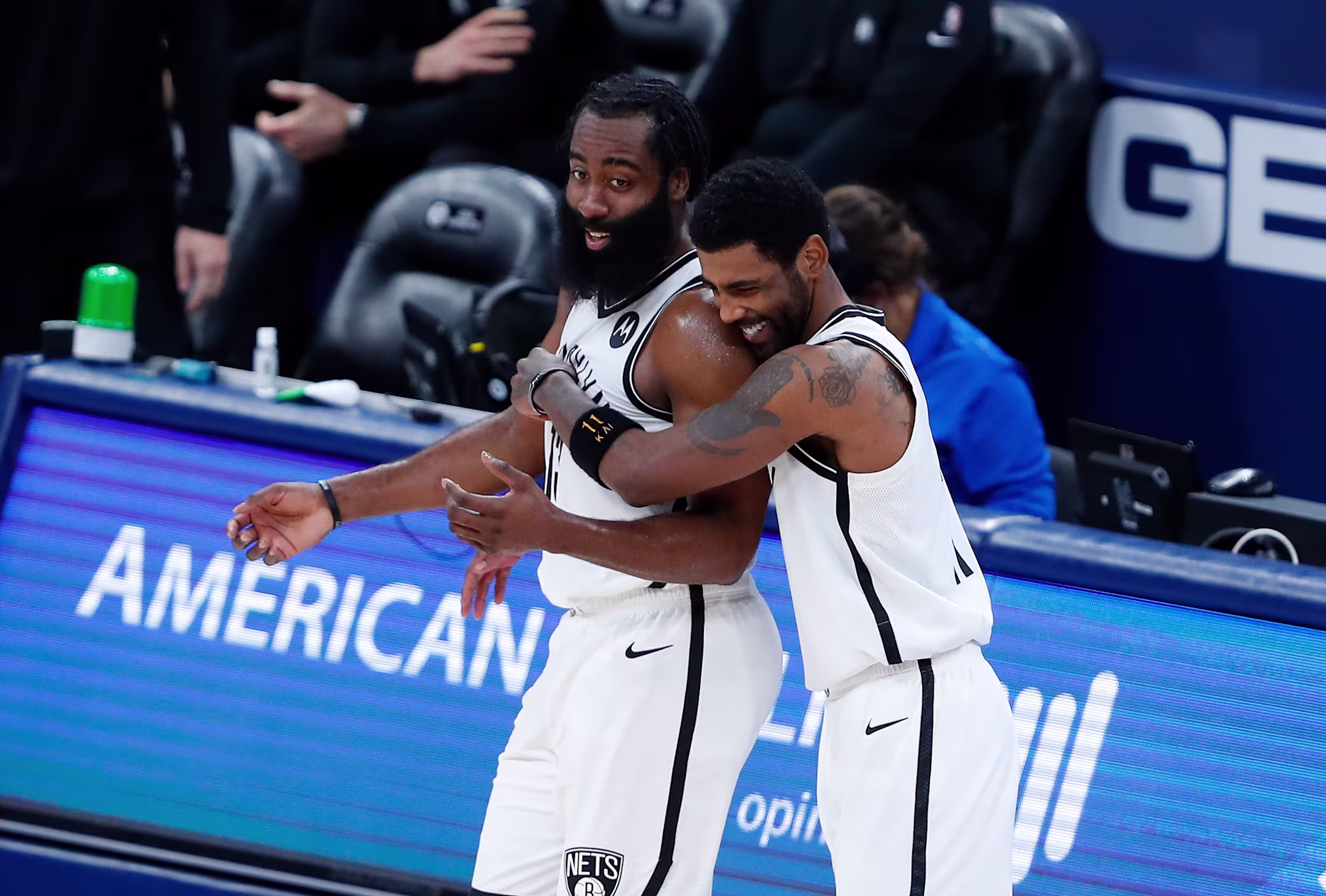 James Harden Kyrie Irving Hug Nets Thunder 2021