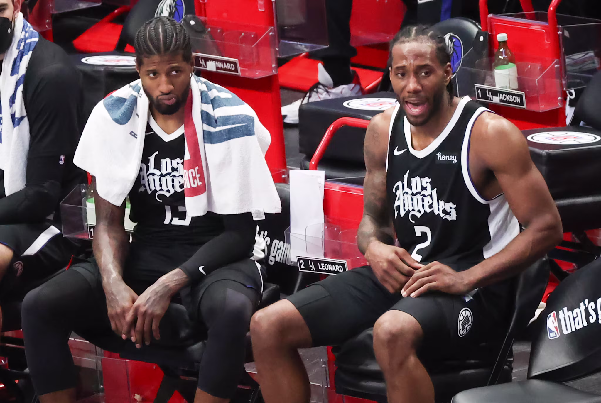 Paul George Kawhi Leonard Clippers Bench Playoffs 2021