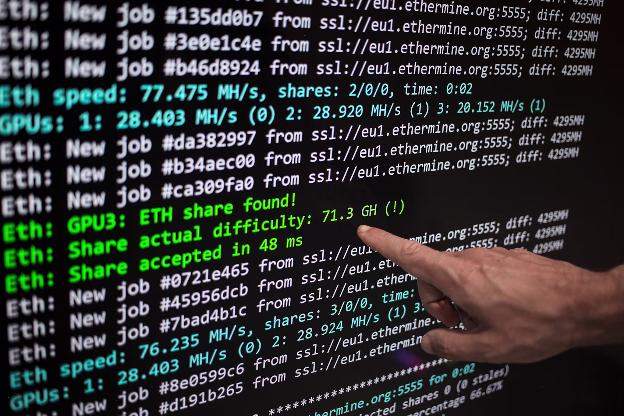 cryptocurrency code on a screen