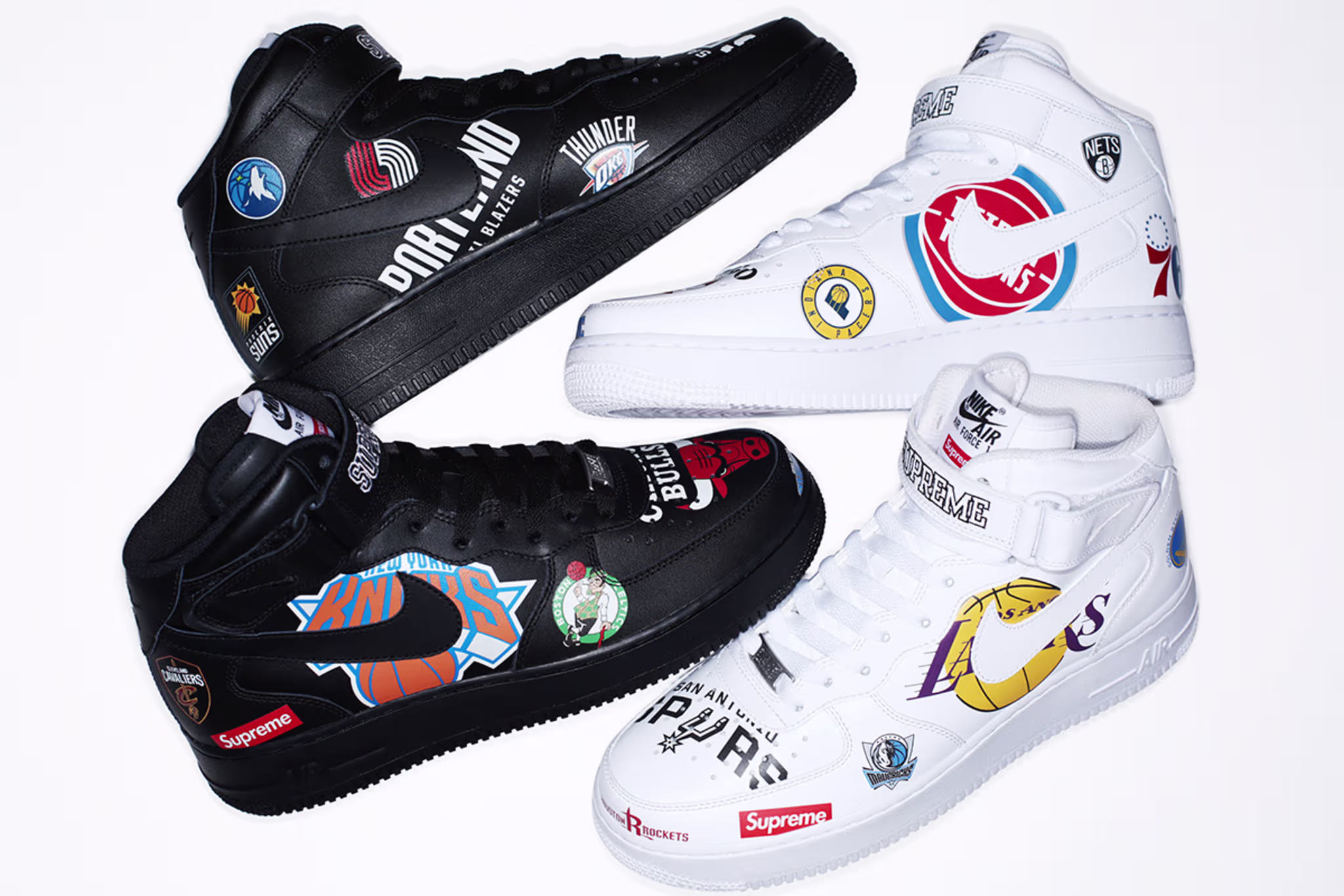 Supreme x Nike x NBA Air Force 1 Mid 'White' AQ8017 100 'Black' AQ8017 001
