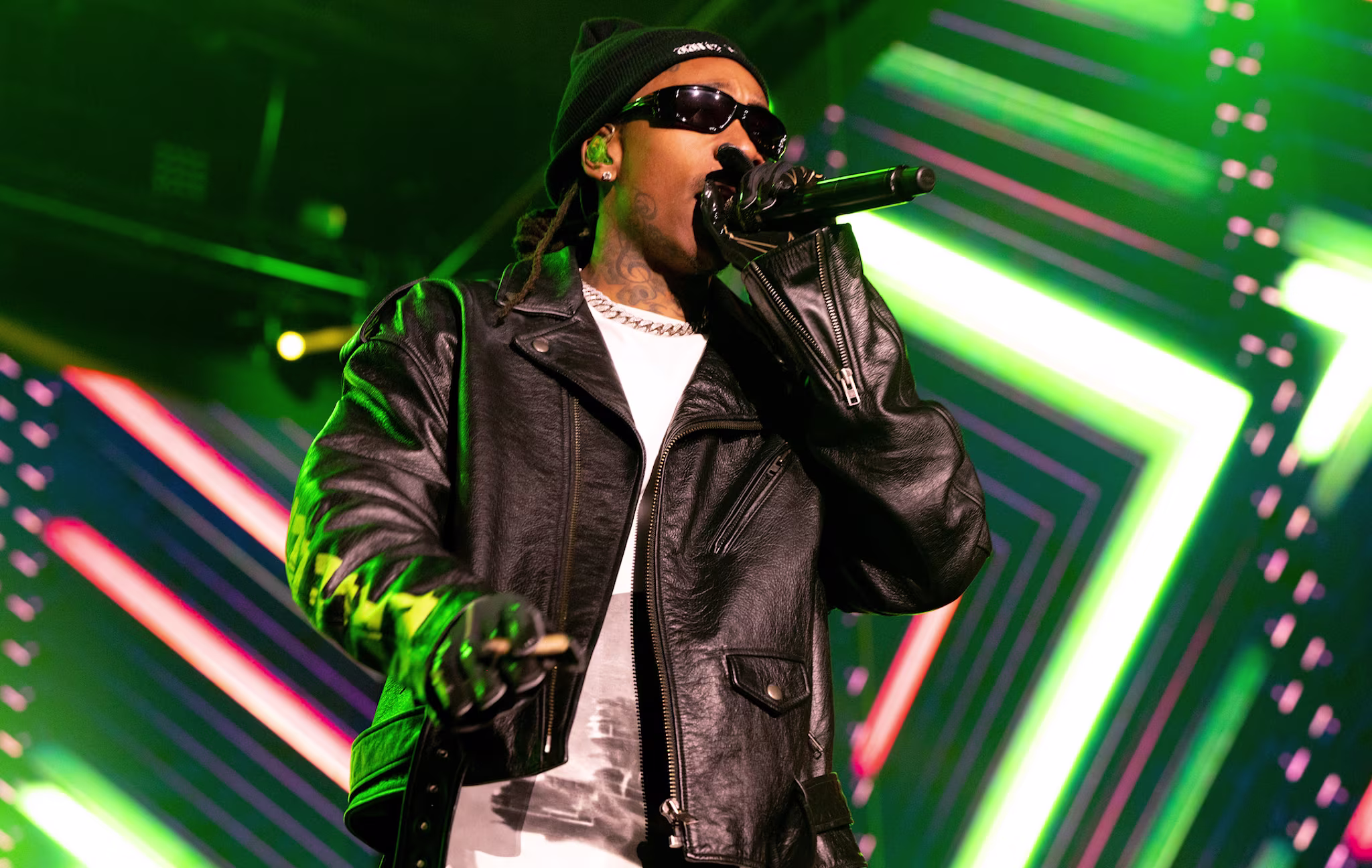 Wiz Khalifa performing on stage at Rolling Loud in 2021