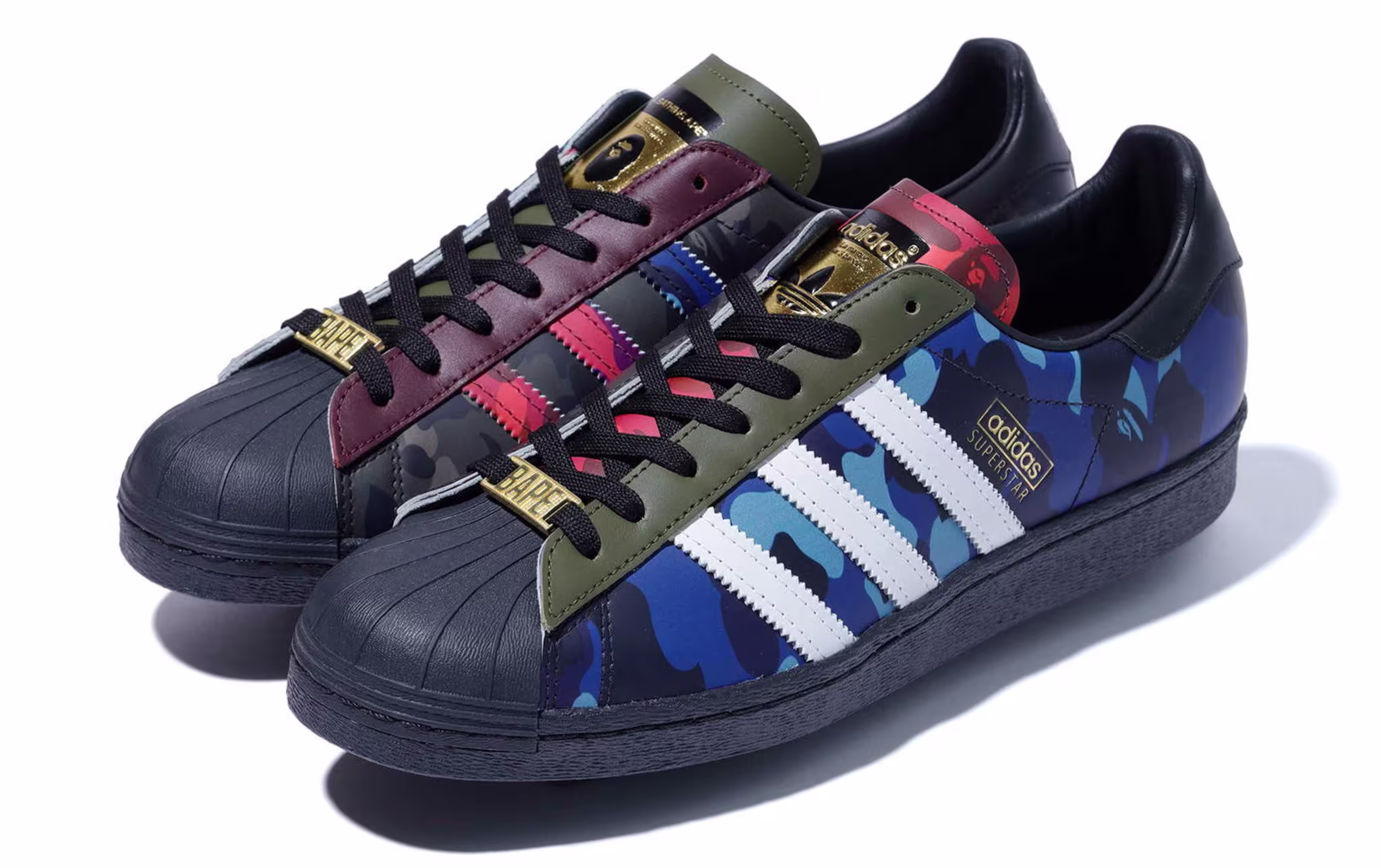Bape x Adidas Originals Superstar 'Color Camo' Pair