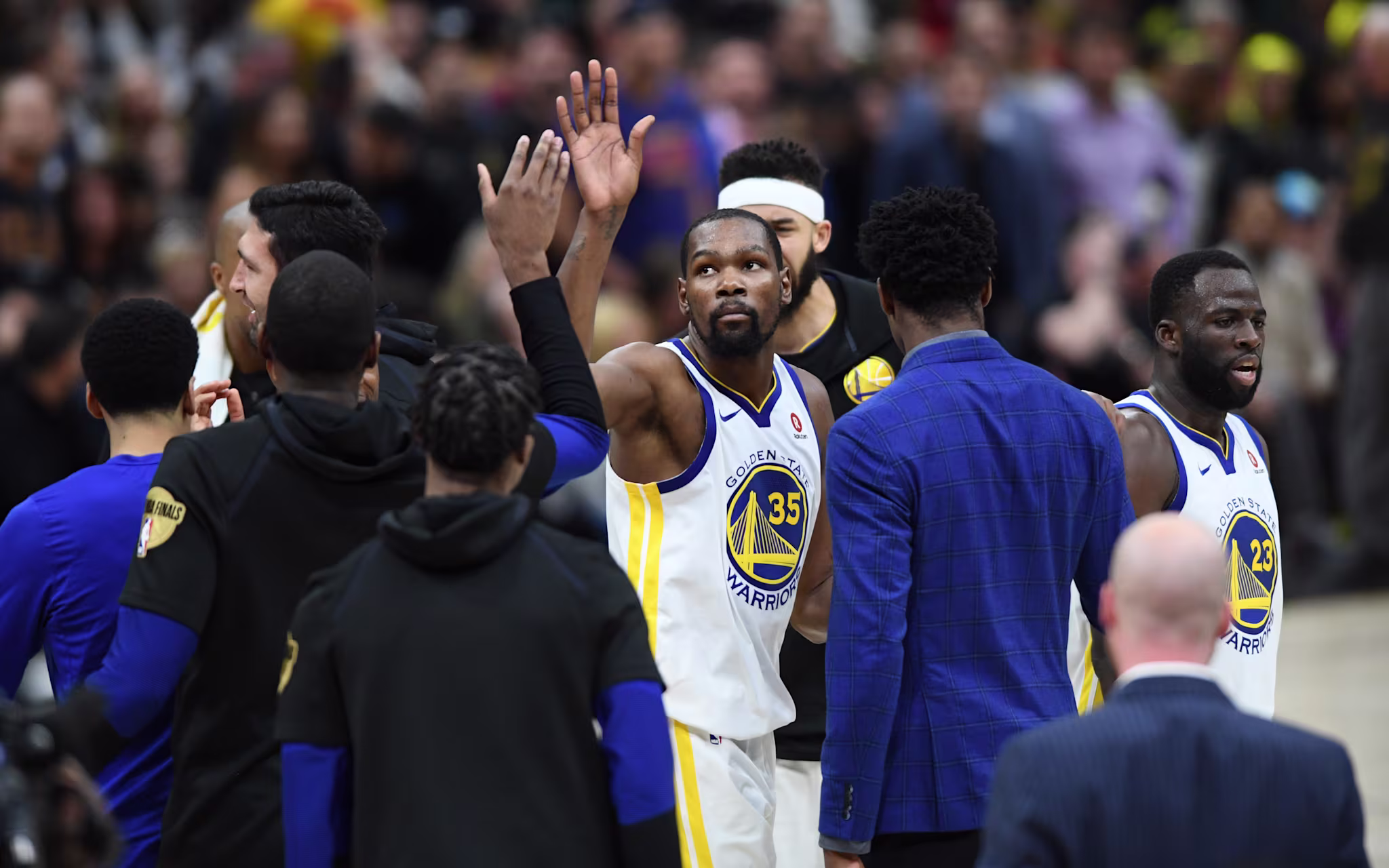 kevin Durant High Five Game 3 NBA Finals 2018