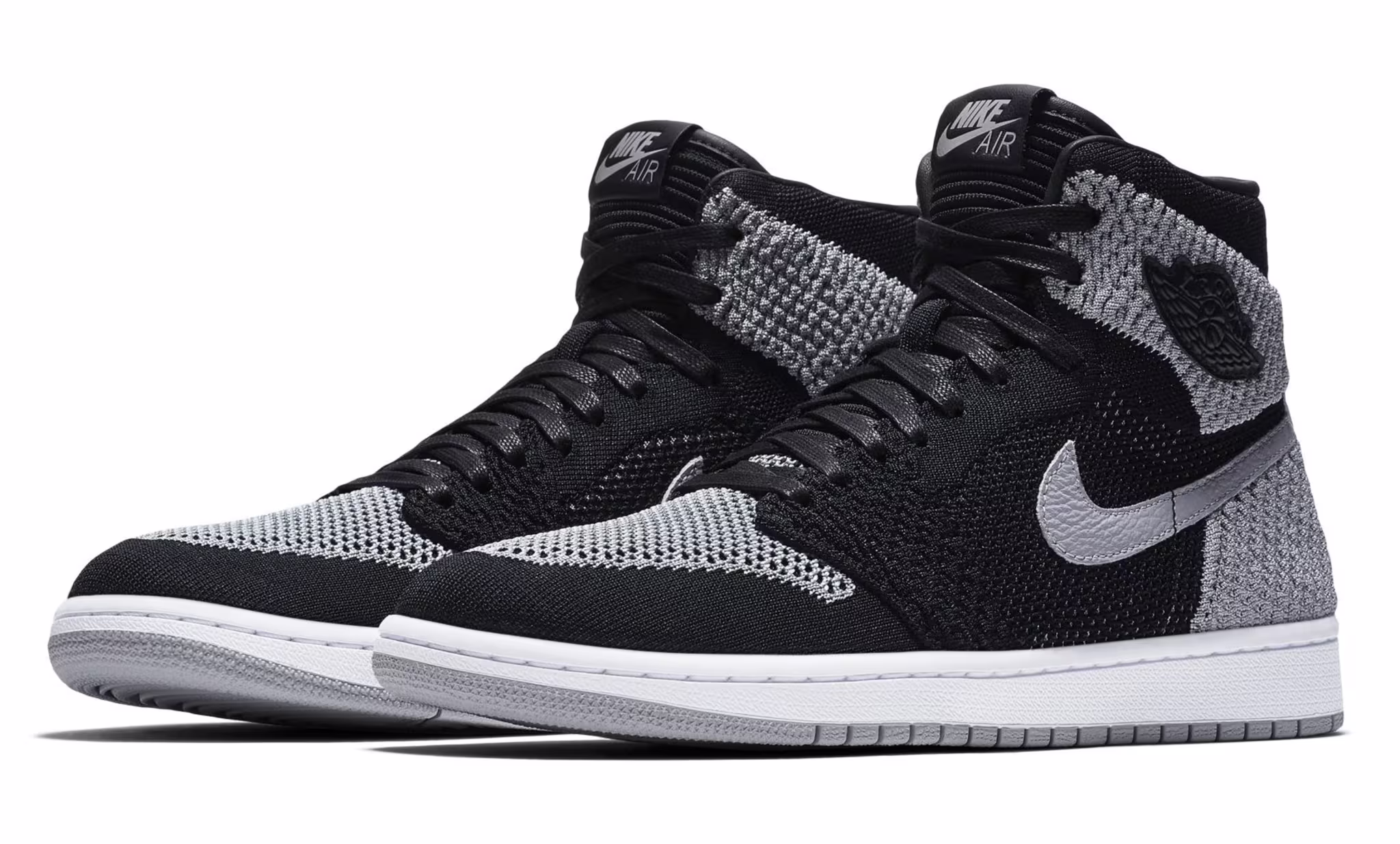 Air Jordan 1 Flyknit 'Shadow' Black/Medium Grey White 919704 003 (Pair)