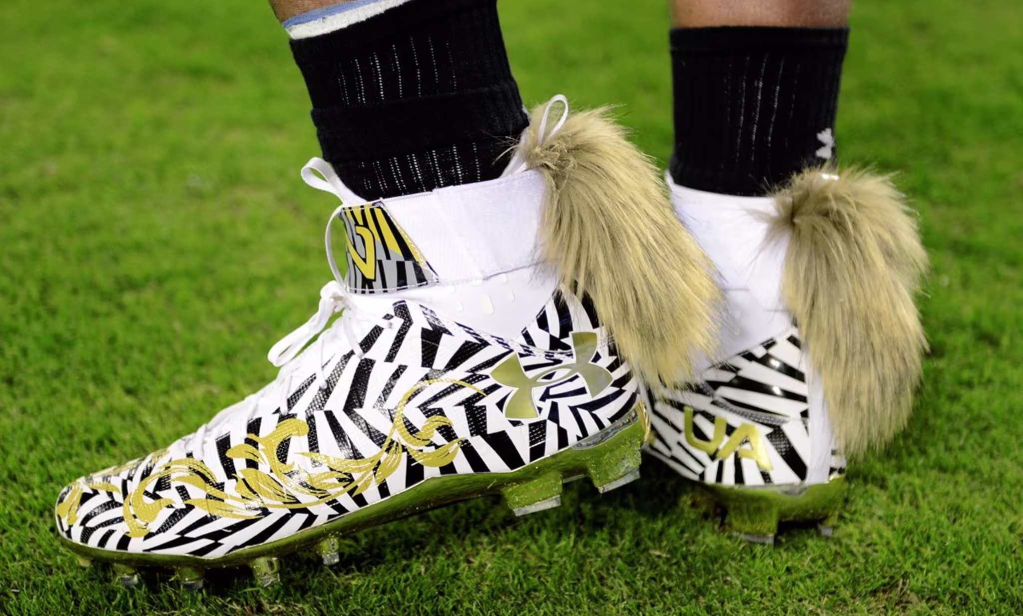 Cam Newton Wearing Fox Tail Cleats