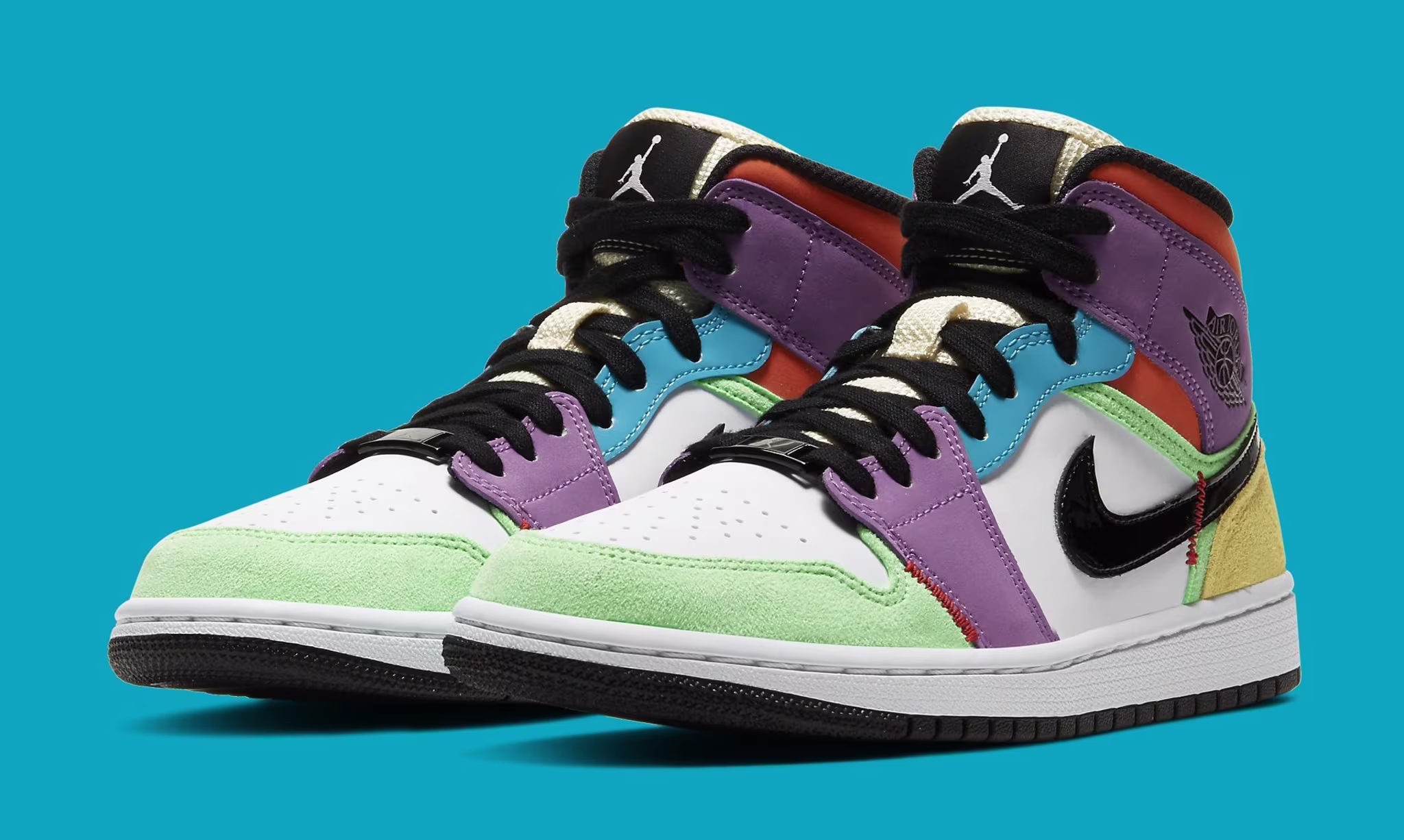 Air Jordan 1 Retro Mid Women's 'Multicolor' CW1140 100 Pair