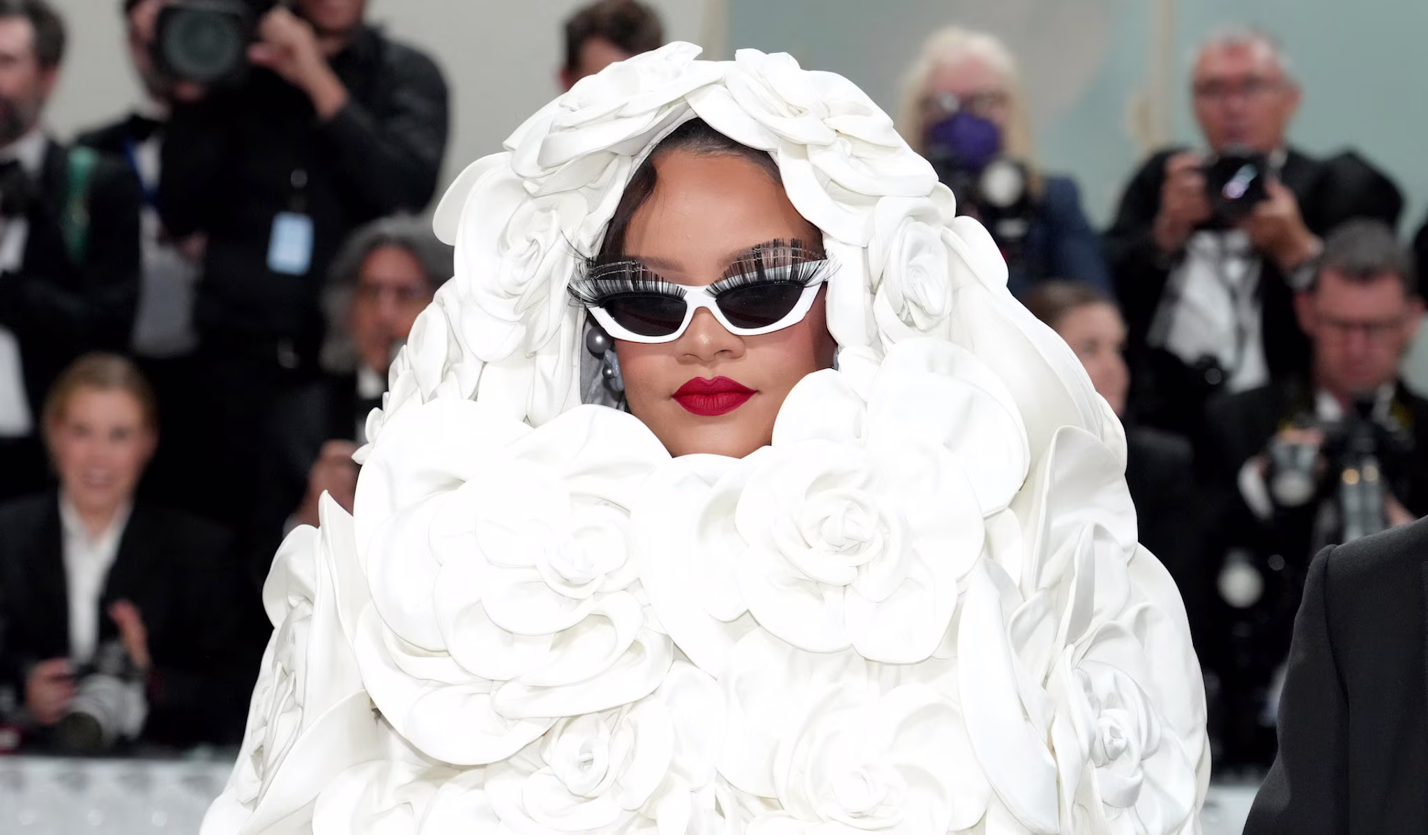 Rihanna attends the 2023 Met Gala Celebrating "Karl Lagerfeld: A Line Of Beauty" at Metropolitan Museum of Art