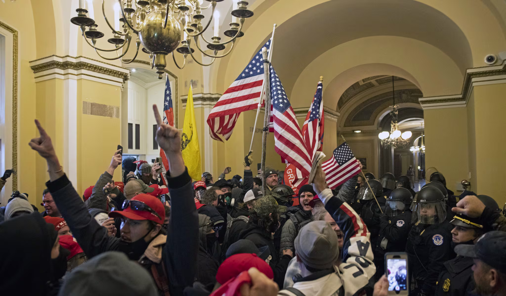 Supporters of Donald Trump storm U.S. Capitol on January 6, 2021