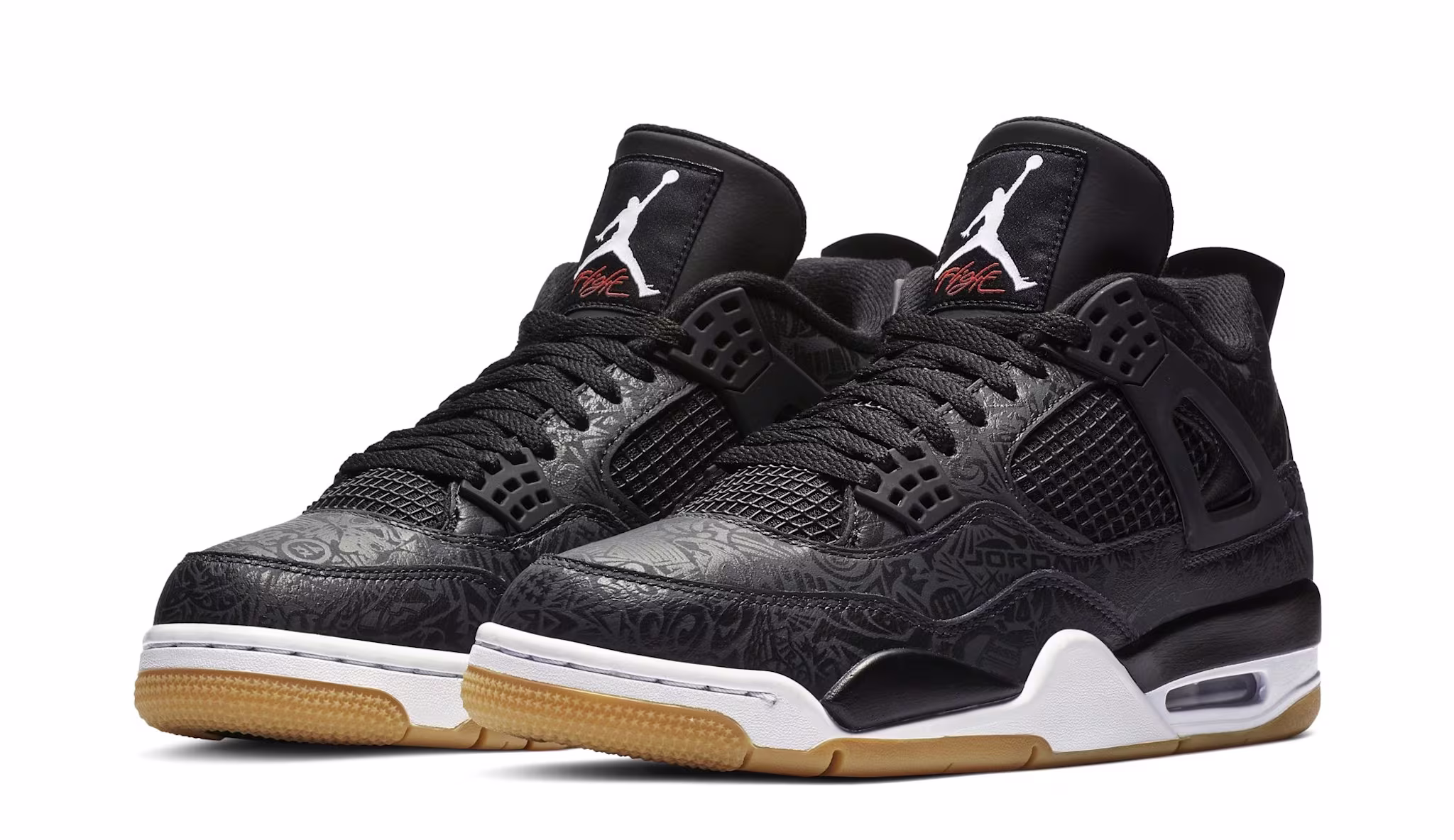 Air Jordan 4 Retro SE Laser 'Black/White/Gum Light Brown' CI 1184 001 (Pair)
