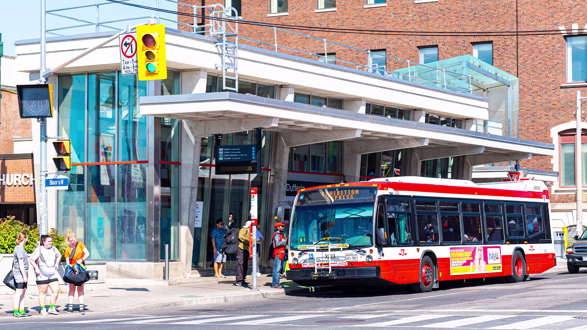 A bus at Dufferin station