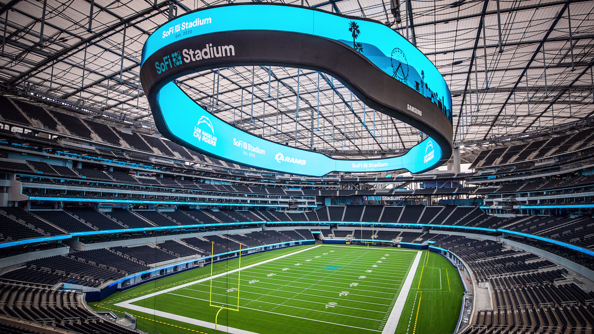 The interior of SoFi Stadium is seen following a ribbon-cutting event.
