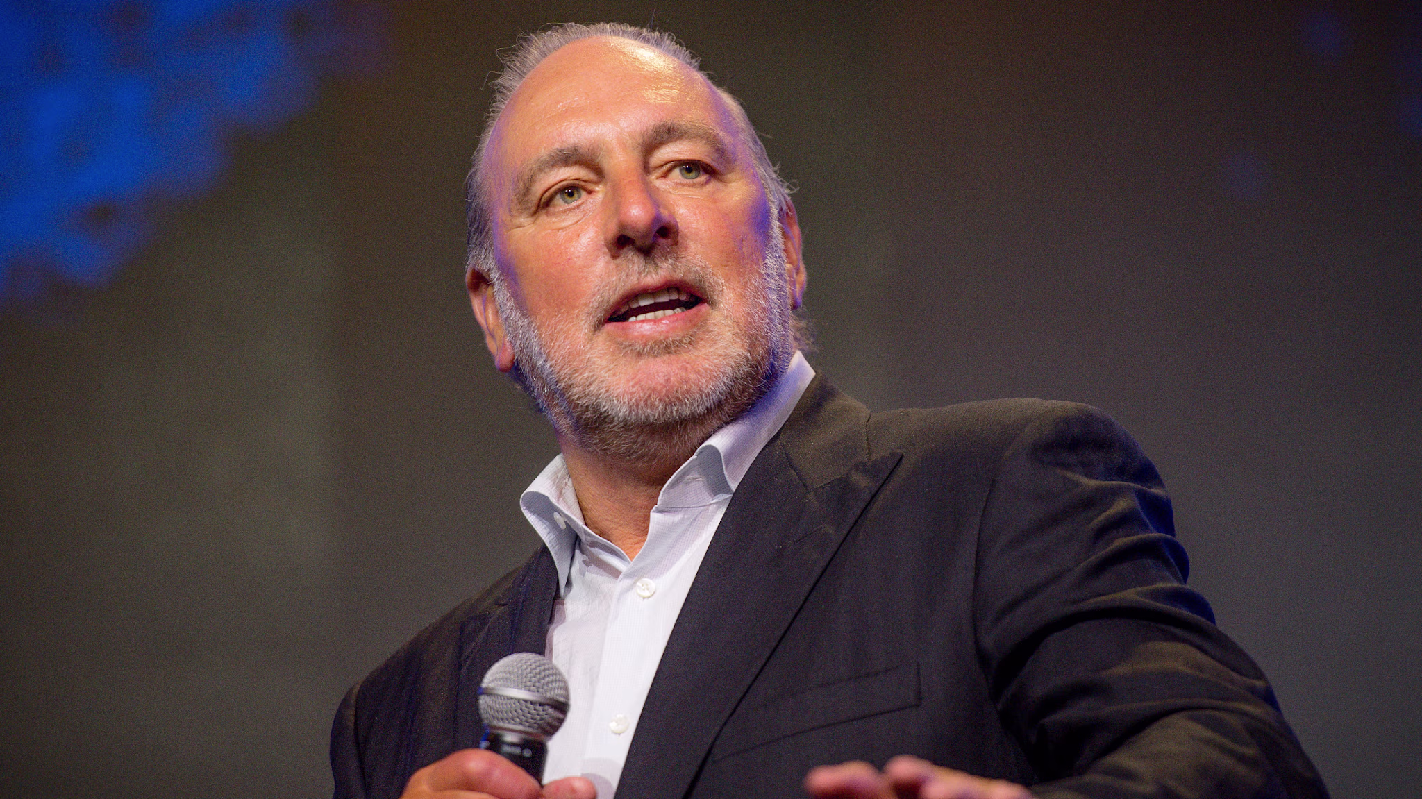 Brian Houston speaks on stage during the Hillsong Atlanta grand opening at Hillsong Atlanta.