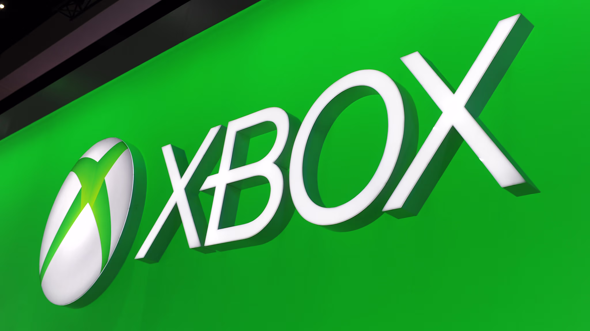 The Microsoft Xbox One logo is seen on the final day of the E3.