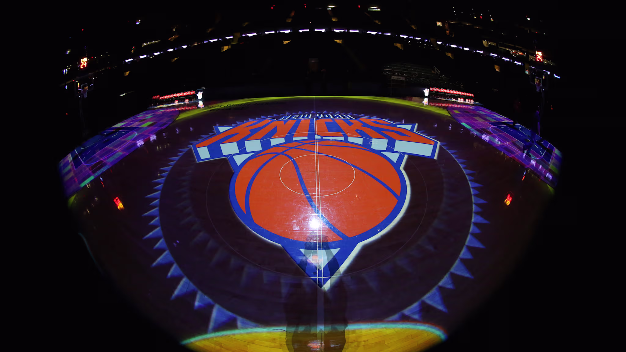 A general view of the New York Knicks logo