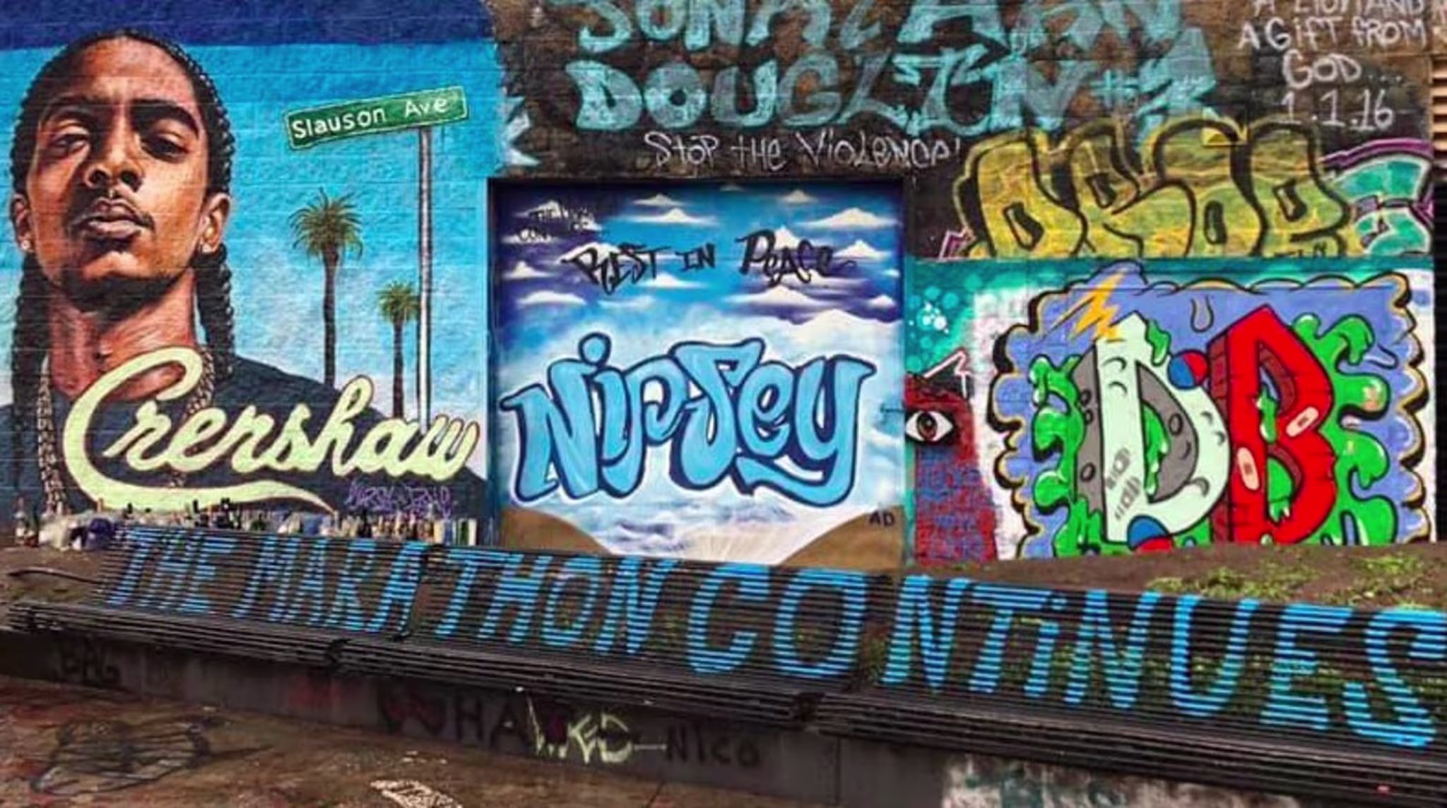 Restored Nipsey Hussle Mural in Hartford, CT.