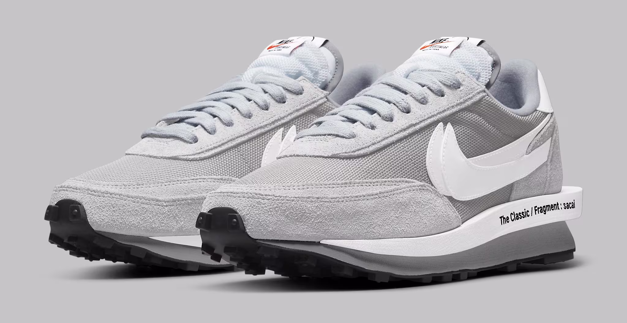 Fragment x Sacai x Nike LDWaffle 'Light Smoke Grey' DH2684-001 Pair