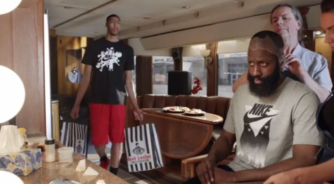 James Harden Borrows Anthony Davis Unibrow In New Foot Locker James Harden Borrows Anthony Davis Unibrow In New Foot Locker