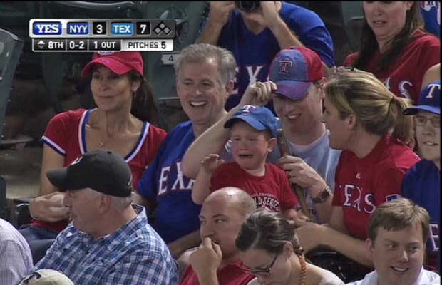 Video: Two Texas Rangers Fans Steal a Foul Ball From a Crying Kid | Complex