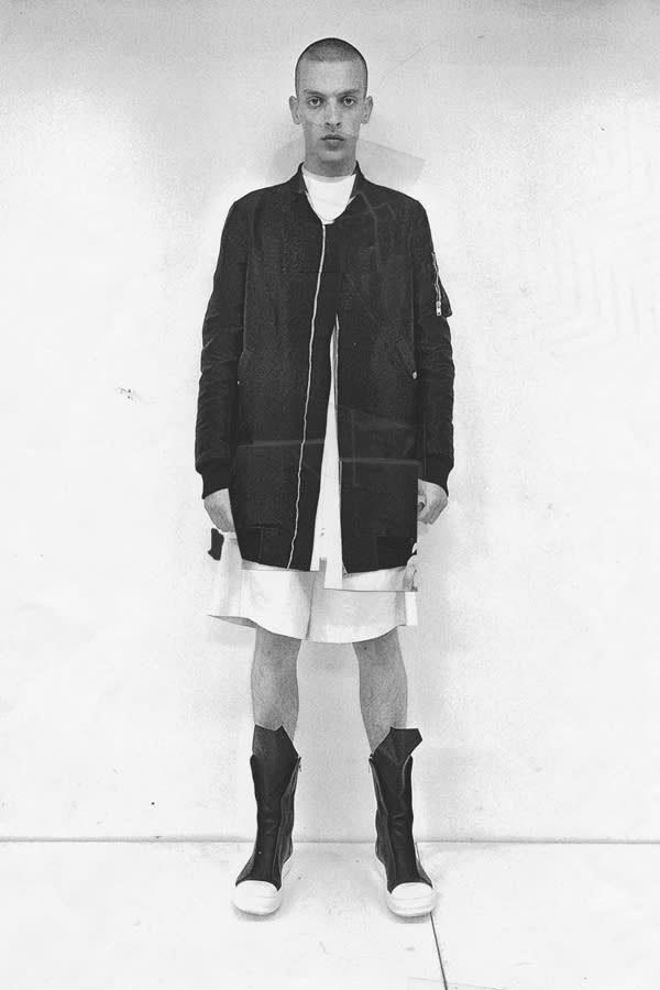 A look from Rick Owens' Spring/Summer 2015 collection featuring an ...