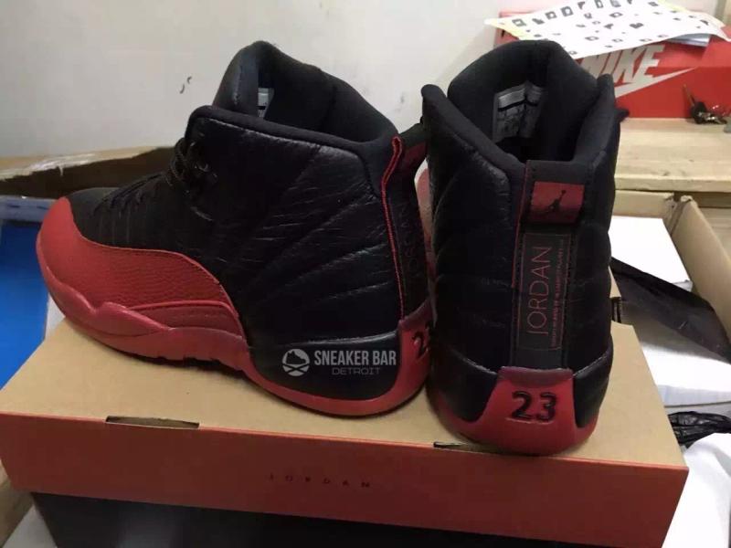 Mens Air Jordan Retro 12 Flu Game Black Red shoes