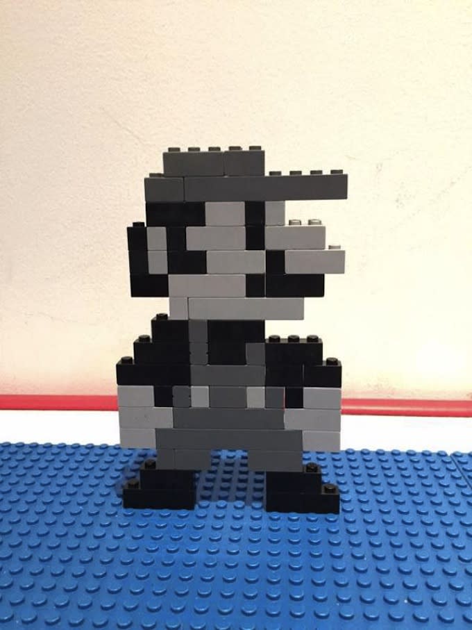 Greyscale Mario Lego Pixel Art
