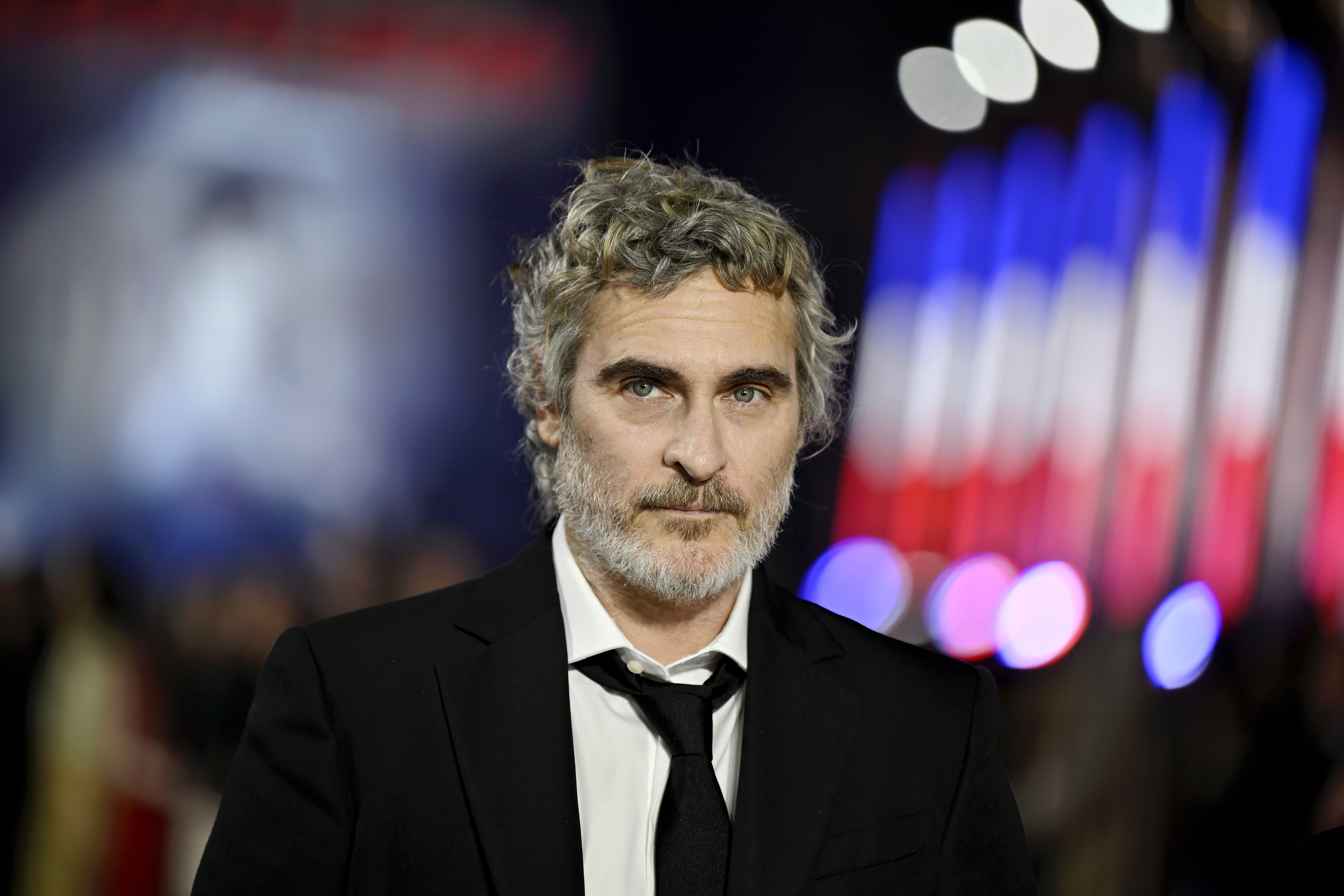 Joaquin Phoenix attends the "Napoleon" UK Premiere at Odeon Luxe Leicester Square on November 16, 2023 in London, England.