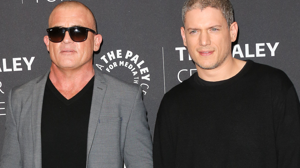 Dominic Purcell in a gray blazer and black shirt, and Wentworth Miller in a black sweater at The Paley Center for Media event
