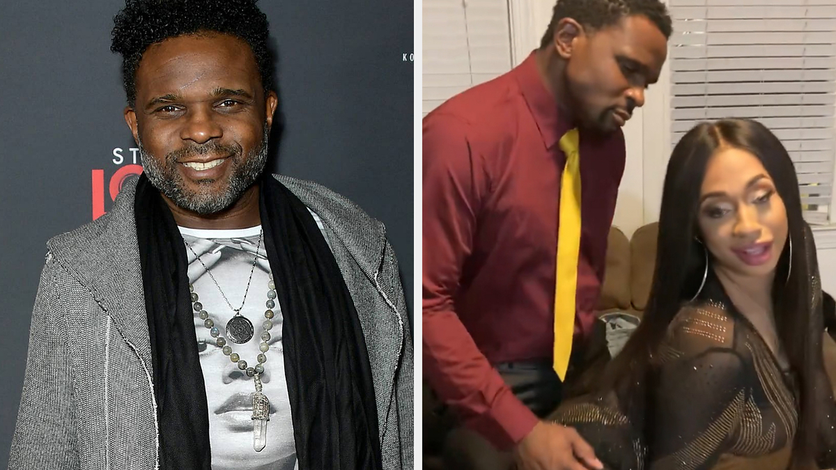 Darius McCrary posing on the red carpet; McCrary and Sidney Starr seated together, both dressed semi-formally
