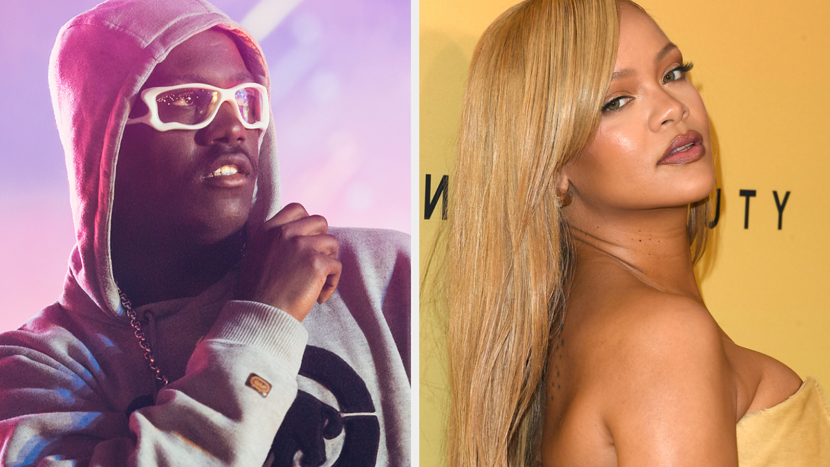 Two side-by-side photos: the left shows a man in a hoodie and sunglasses, the right is a woman in an off-shoulder top