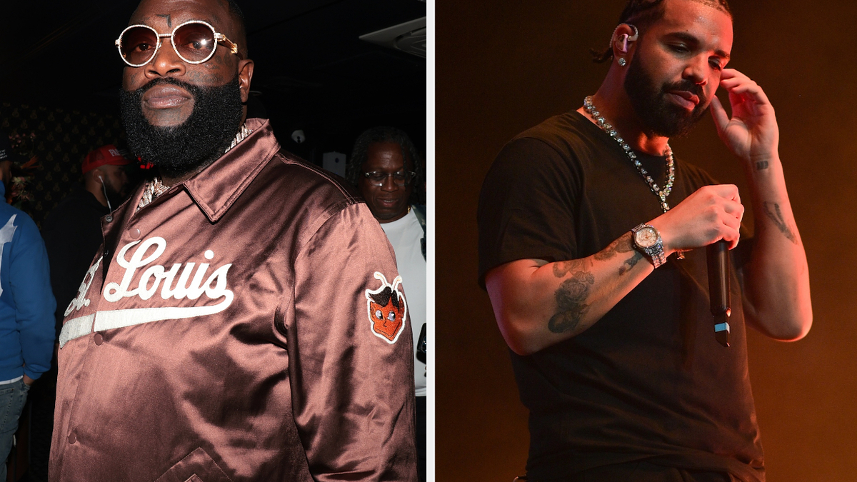 Two separate photos: left, person in a satin jacket with "St. Louis" text; right, person with tattoos holding a microphone