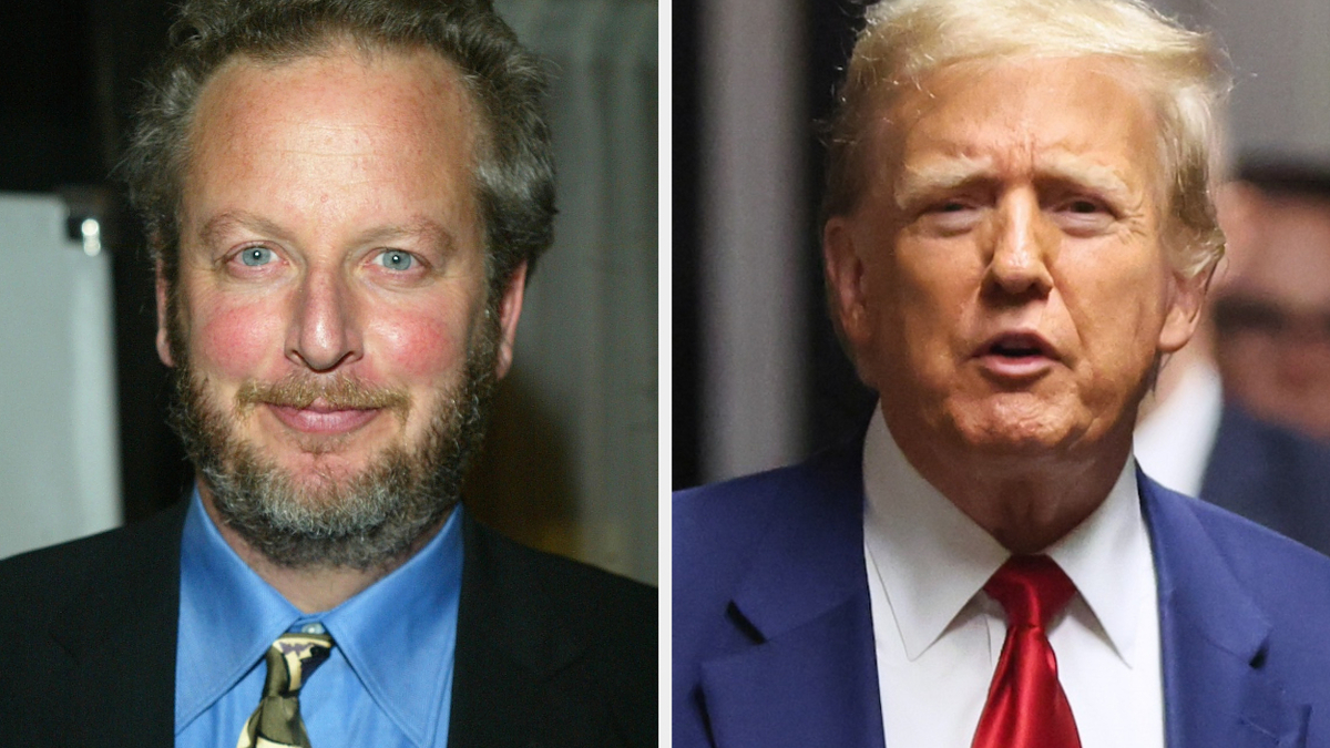 Daniel Stern and another man, both seen in a side-by-side image. Stern wears a suit with a patterned tie. The other man wears a suit with a tie