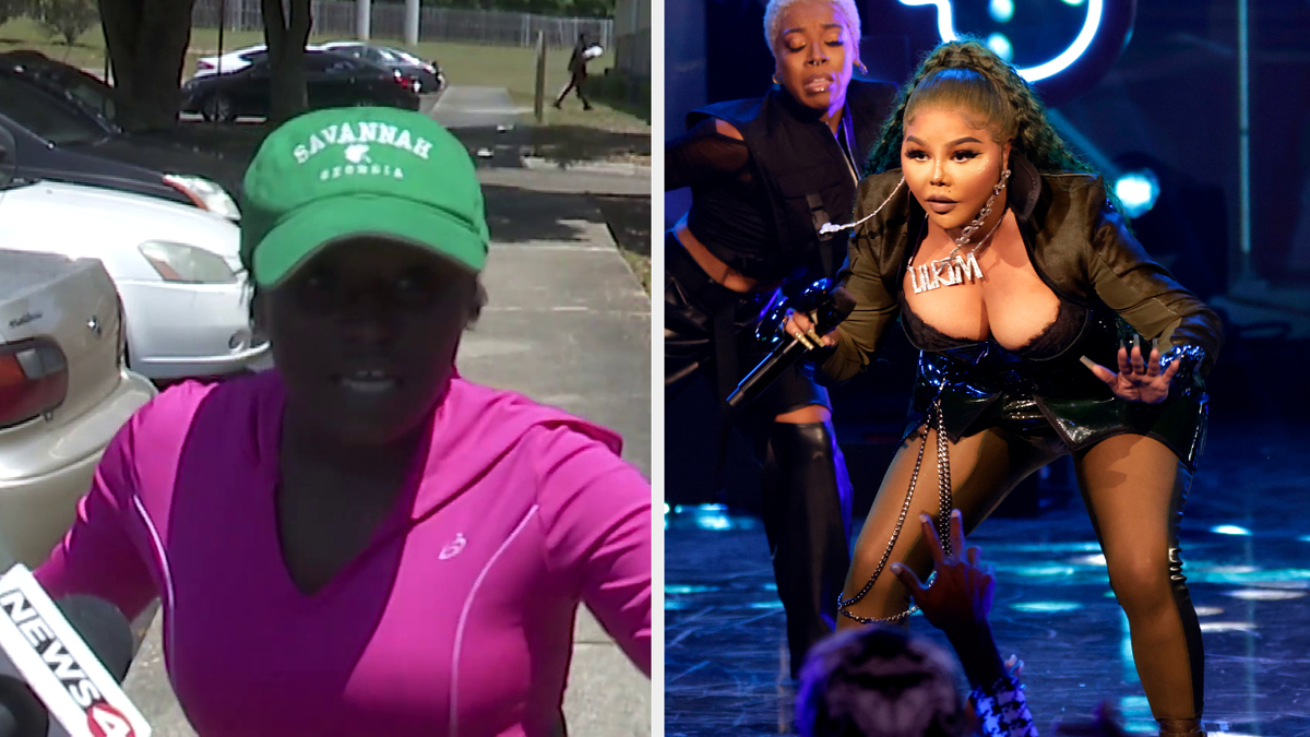 Split image: Left - Woman in cap & sportswear outdoors. Right - Performer in black outfit on stage with dancers