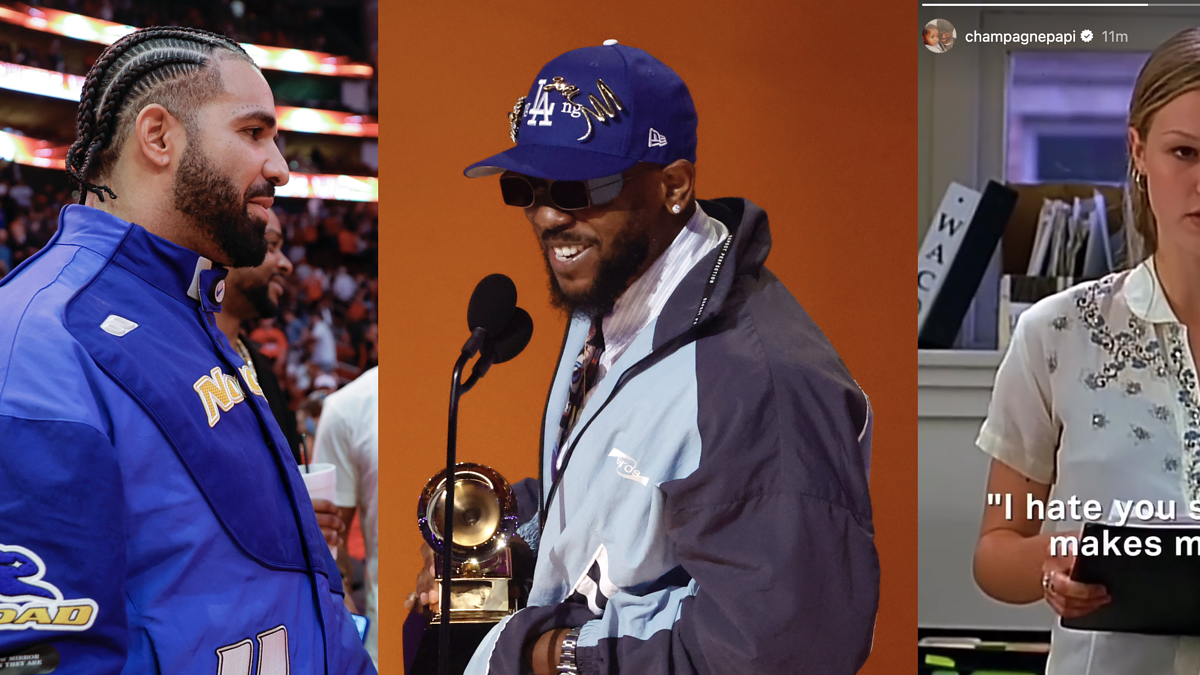 Three panels show individuals: a basketball player, a musician in a cap and glasses at an awards podium, and a film character holding a notepad