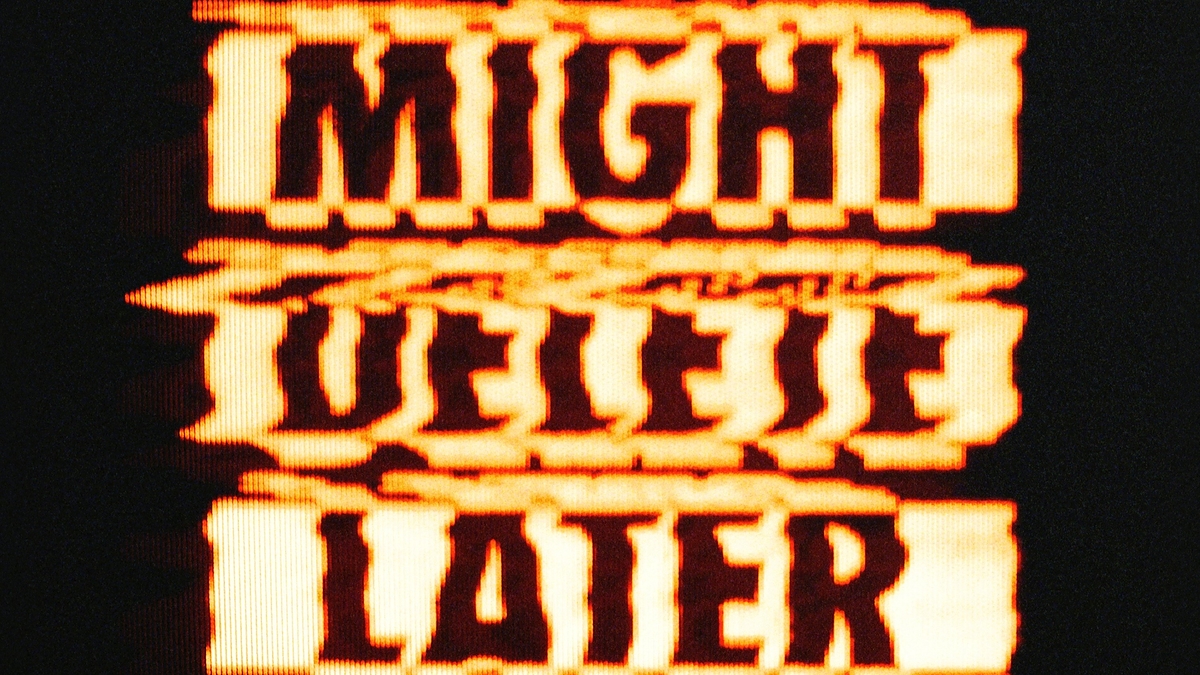 Album cover with blurred text "MIGHT DELETE LATER" and a parental advisory label in the corner