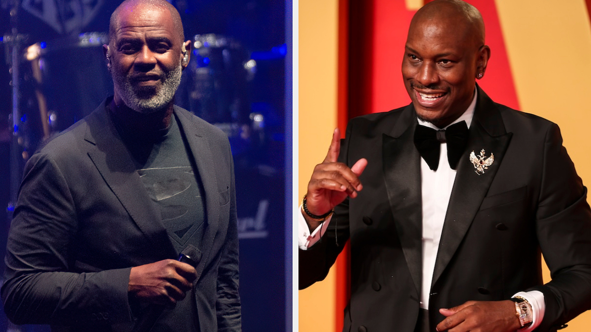 Two male musicians, one in a black blazer, the other in a tuxedo, at separate music events