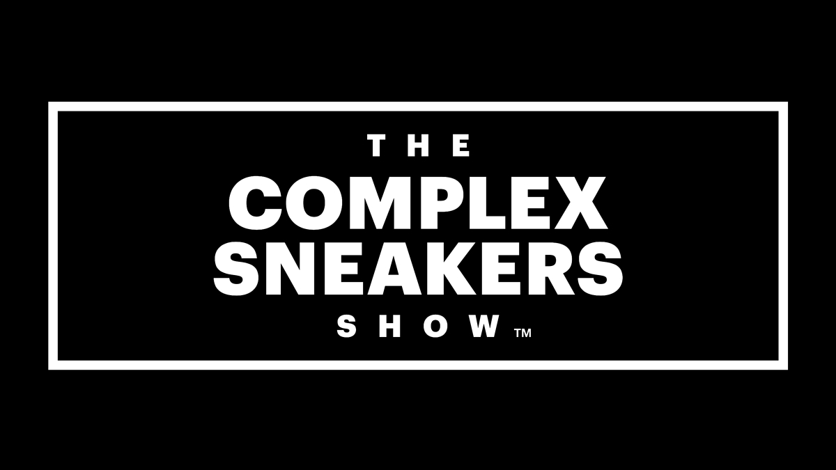 Logo of 'The Complex Sneakers Show' with stylized text on a dark background