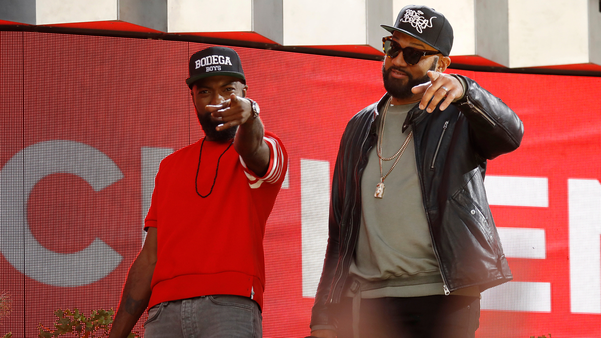 desus and mero point at camera
