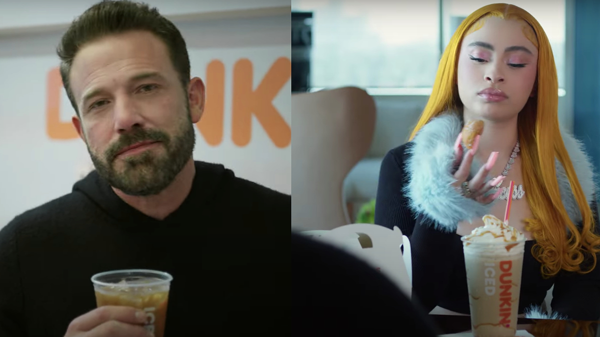 ben affleck and ice spice in dunkin ad