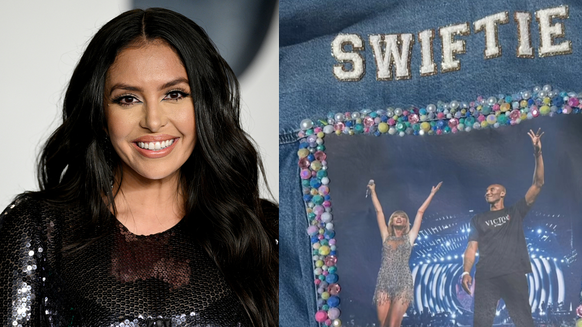 vanessa bryant and a customized jacket are shown