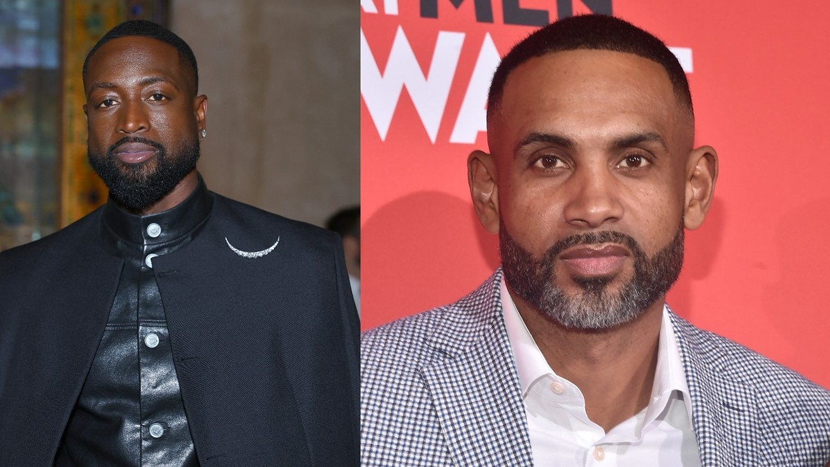 Merged photo of Dwayne Wade and Grant Hill.
