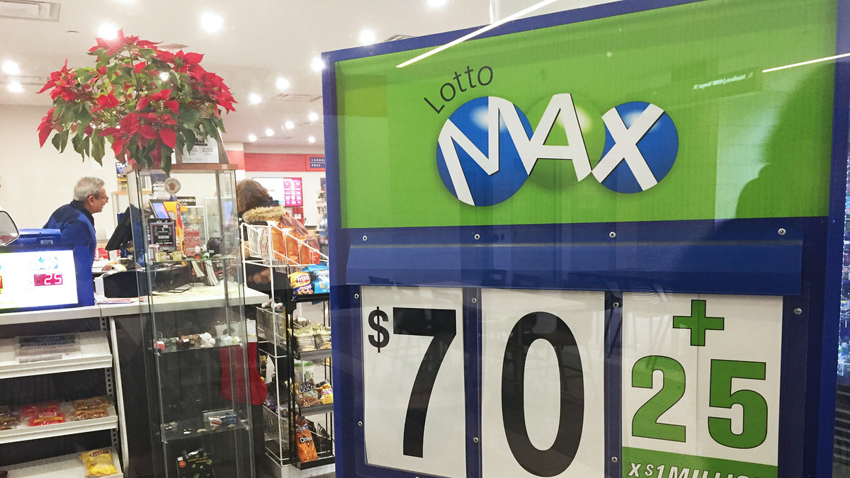 Lotto Max jackpot sign at store