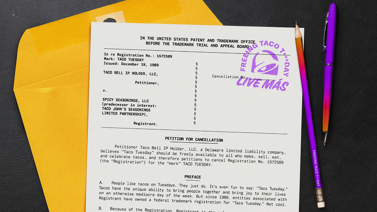 taco bell legal filings are pictured