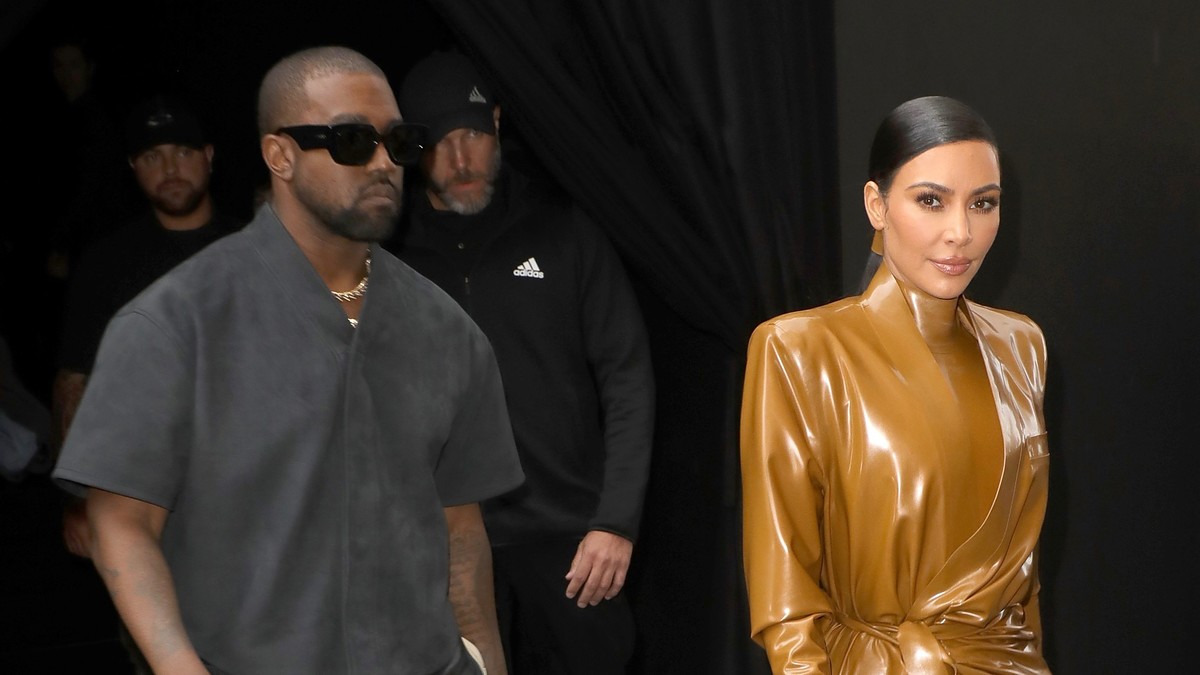 Kim Kardashian and Kanye West attend the Balenciaga show