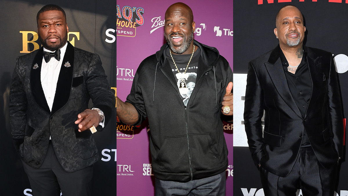 Rapper and producer 50 Cent, former NBA star Shaquille O'Neal, and producer director Kenya Barris
