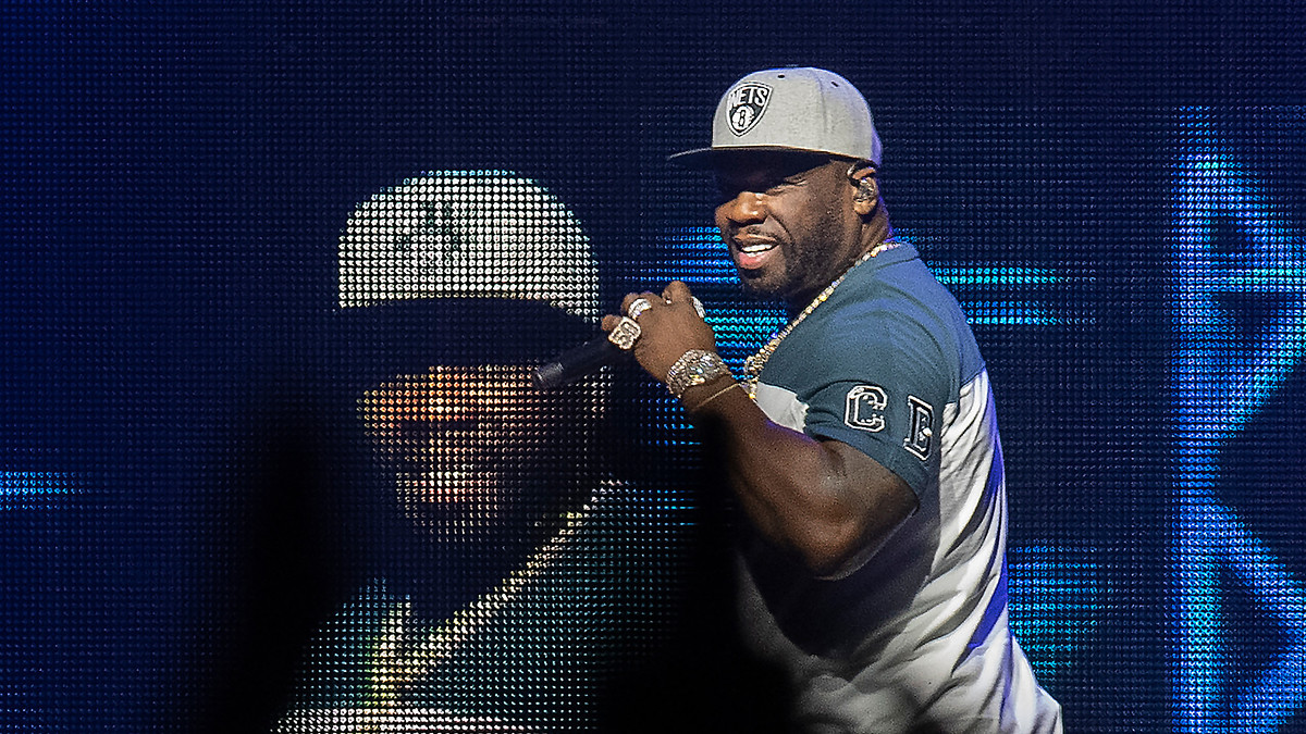 Rapper 50 Cent performing live