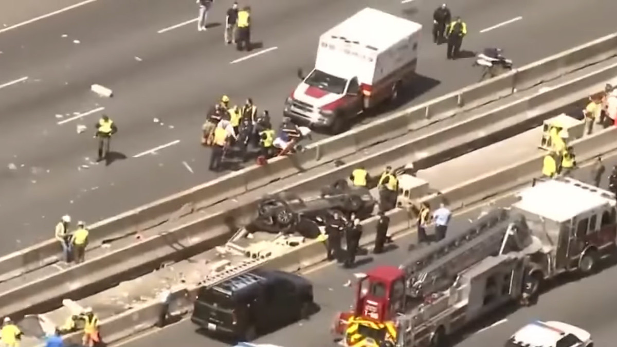 A screenshot of a crash on the Baltimore Beltway